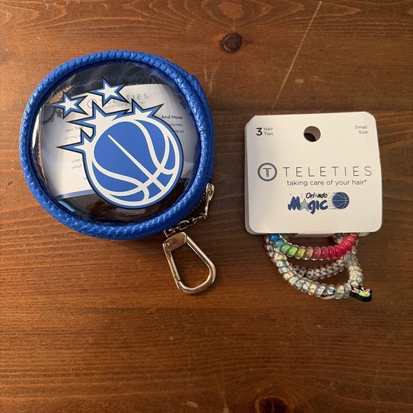 Other - ORLANDO MAGIC X TELETIES Blue Keychain Pouch w/3 Stuff The Magic Dragon Hair Tie
